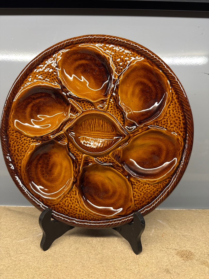 Assiettes à Huîtres – Saint Clément – Arts de la Table – En Céramique Marron Vintage