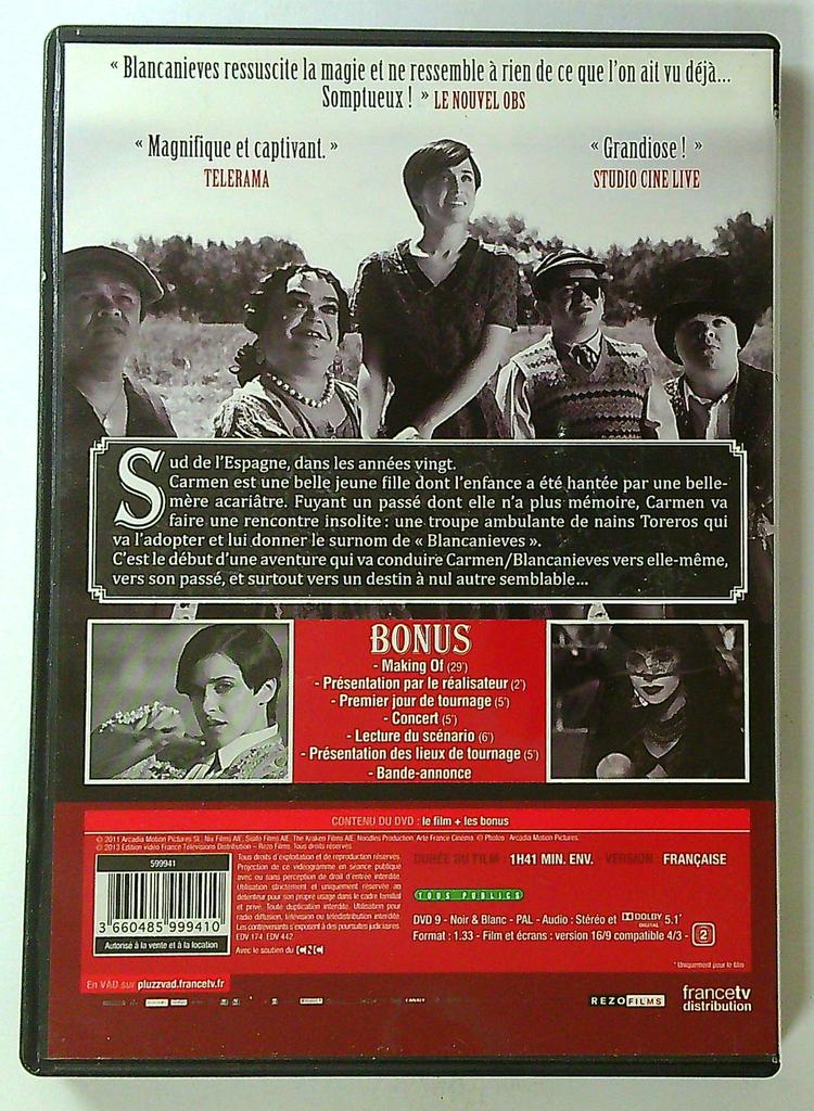 Dvd Blanca Nieves film de Pablo Berger Drame