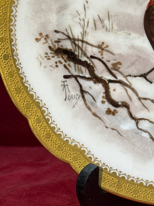 Assiette décorative oiseaux hiver Haviland France