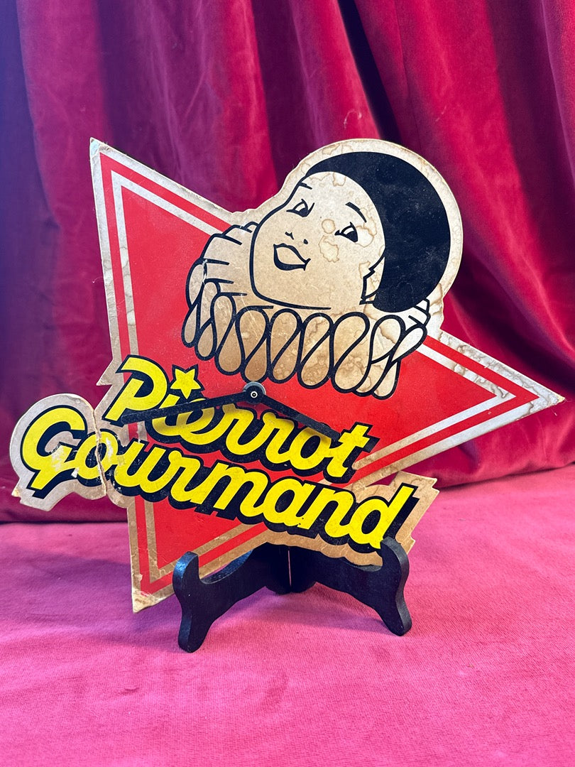Pendule murale publicitaire Pierrot Gourmand vintage