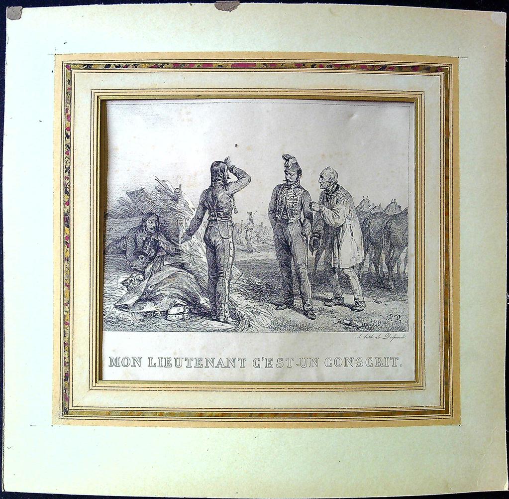 Lithographie ancienne – Delpech – Affiches, posters et illustrations – Mon lieutenant c'est un consc