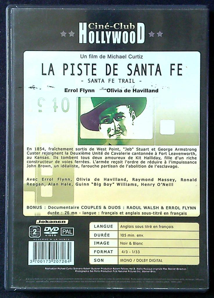Dvd – La Piste de Santa Fe – Cinéma – Western Errol Flynn