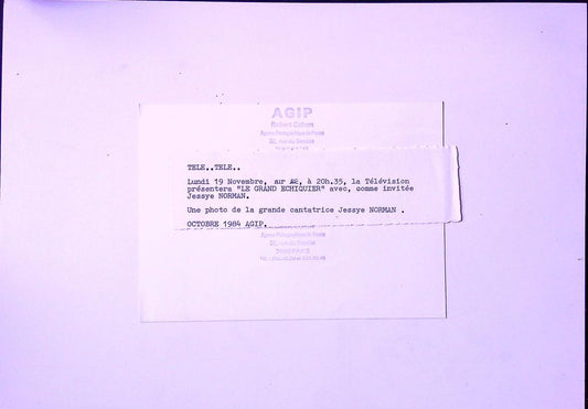 Photographie originale Agip Jessye Norman 1984
