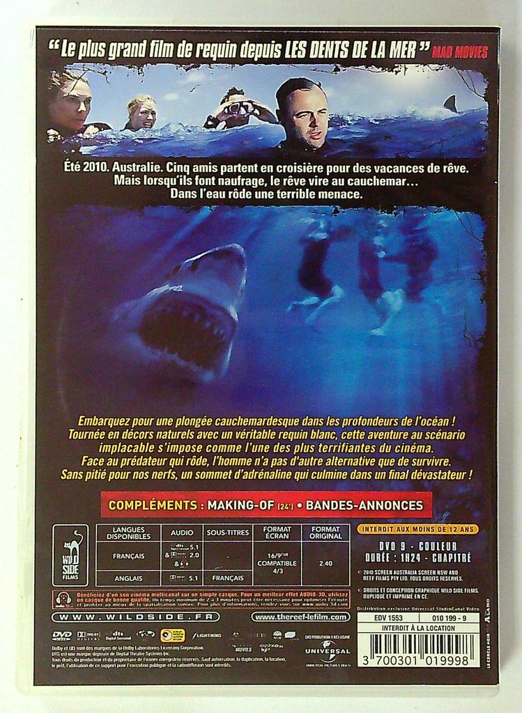 Dvd The Reef - Film de requin Andrew Traucki