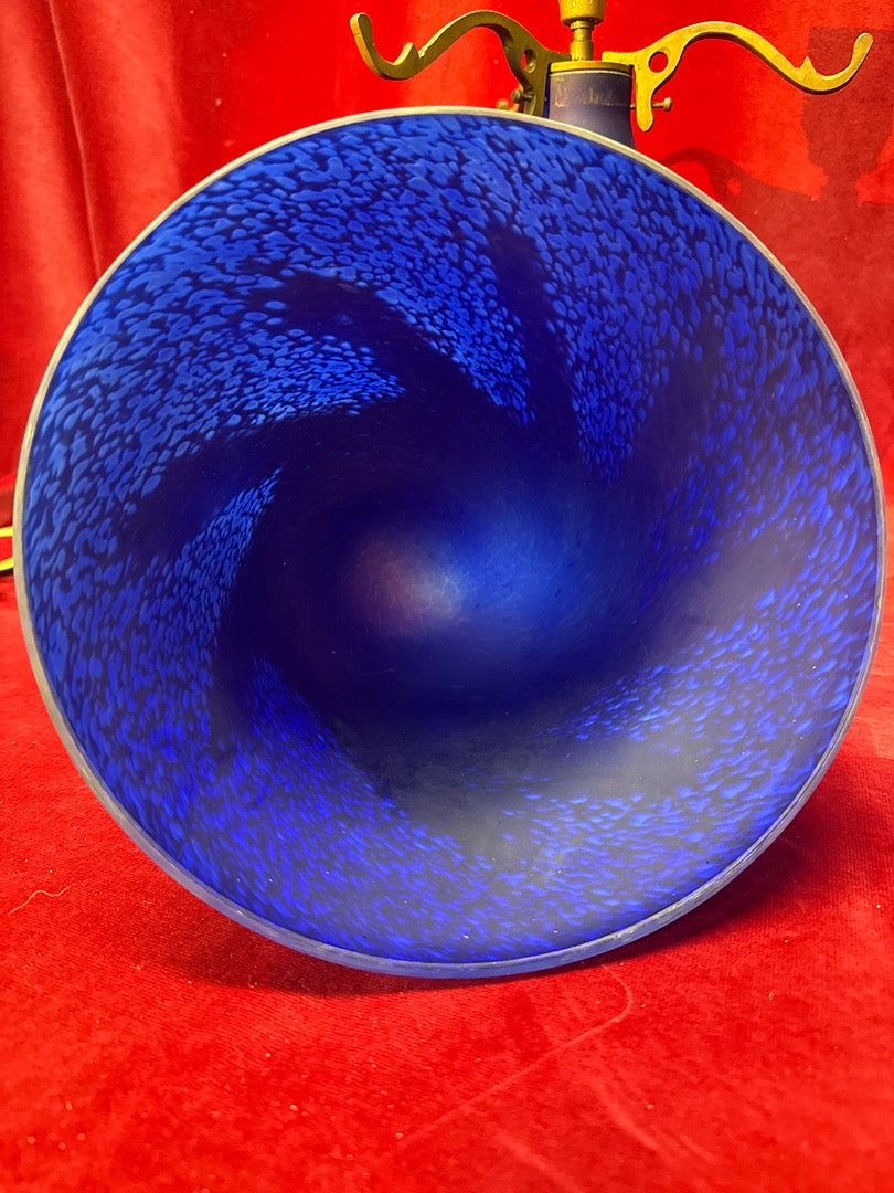 Lampe champignon verre pâte de verre bleu Art Nouveau