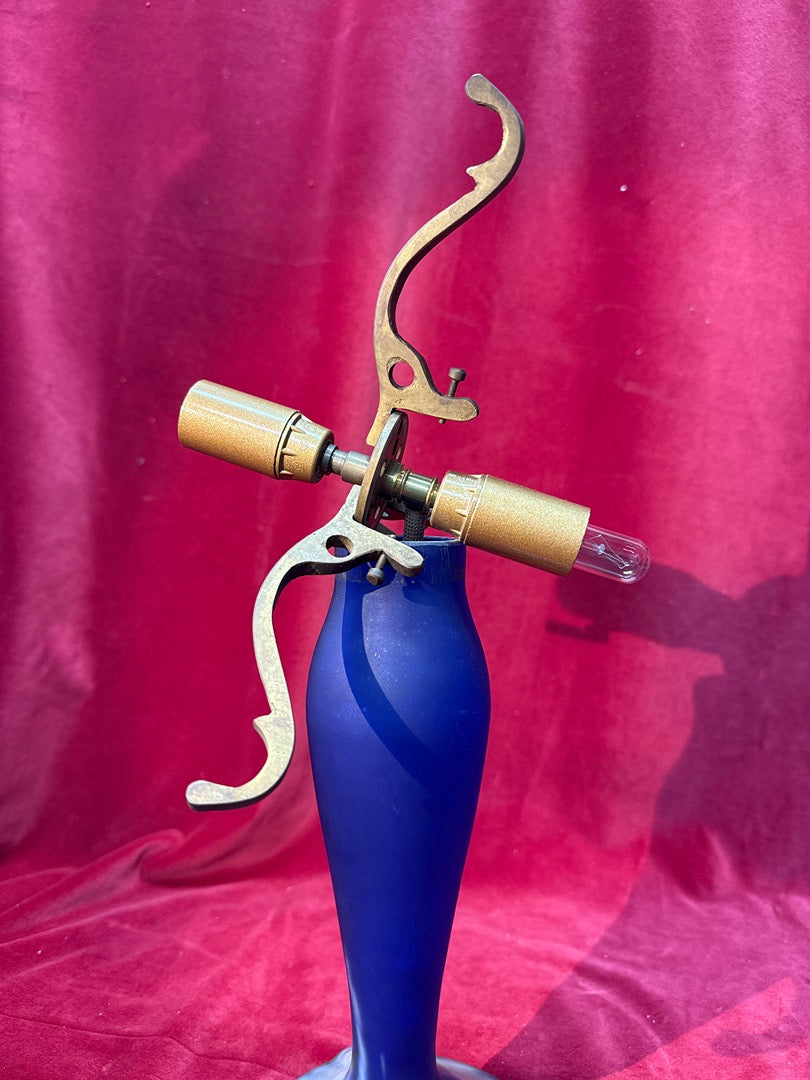 Lampe champignon verre pâte de verre bleu Art Nouveau