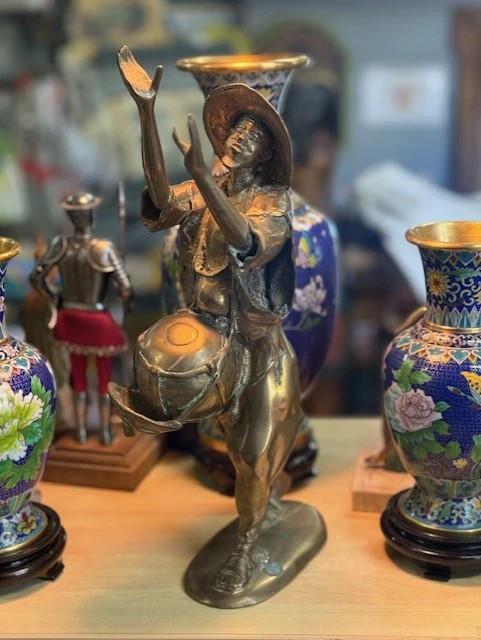 Statue – Bronze – Sculptures Et Figurines – Musicien Au Tambour