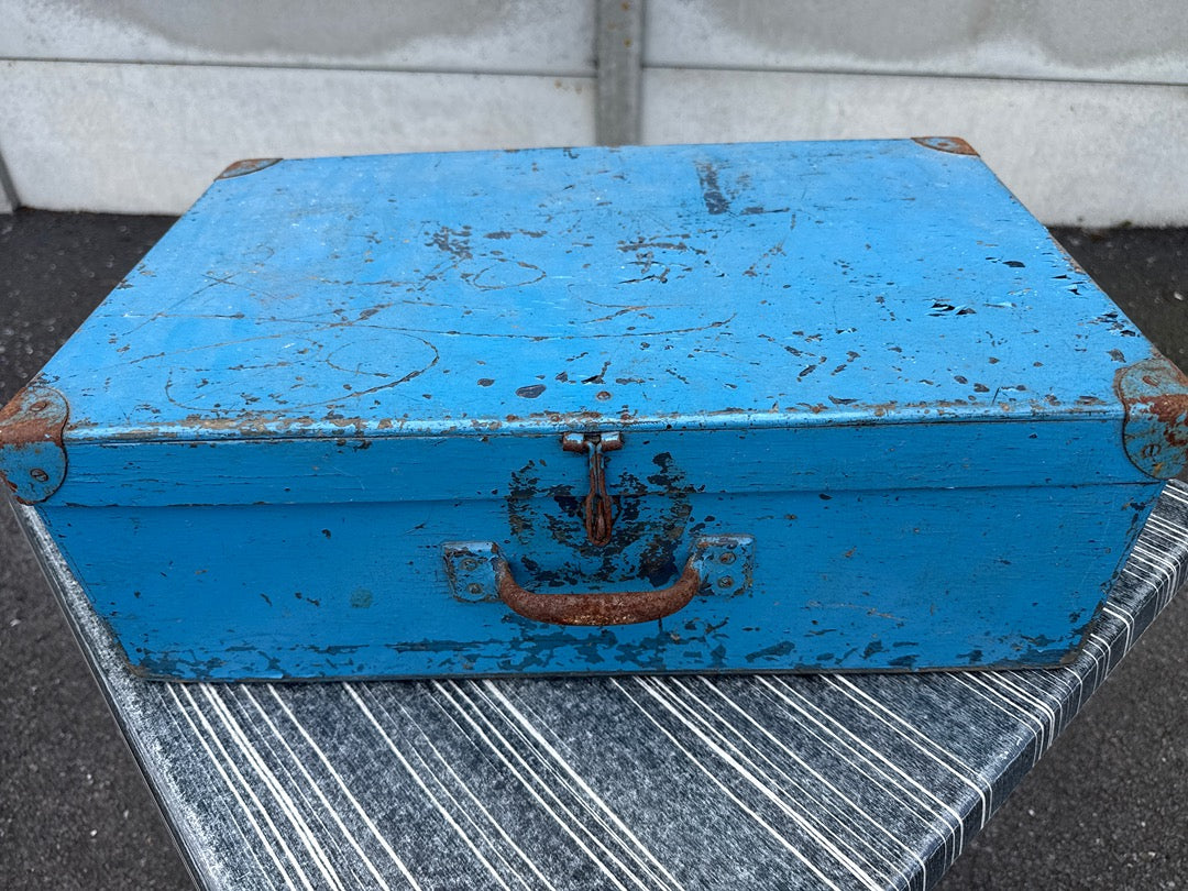 Valise en bois – Coulier Auguste – Bagagerie – Bleue vintage