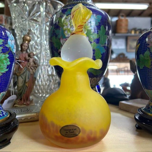Vase en Pâte de Verre avec un bouchon Verrerie d'art de Toul pièce unique