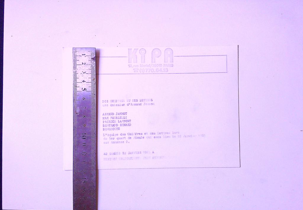 Photographie originale Des Chiffres Et Des Lettres Kipa 1983