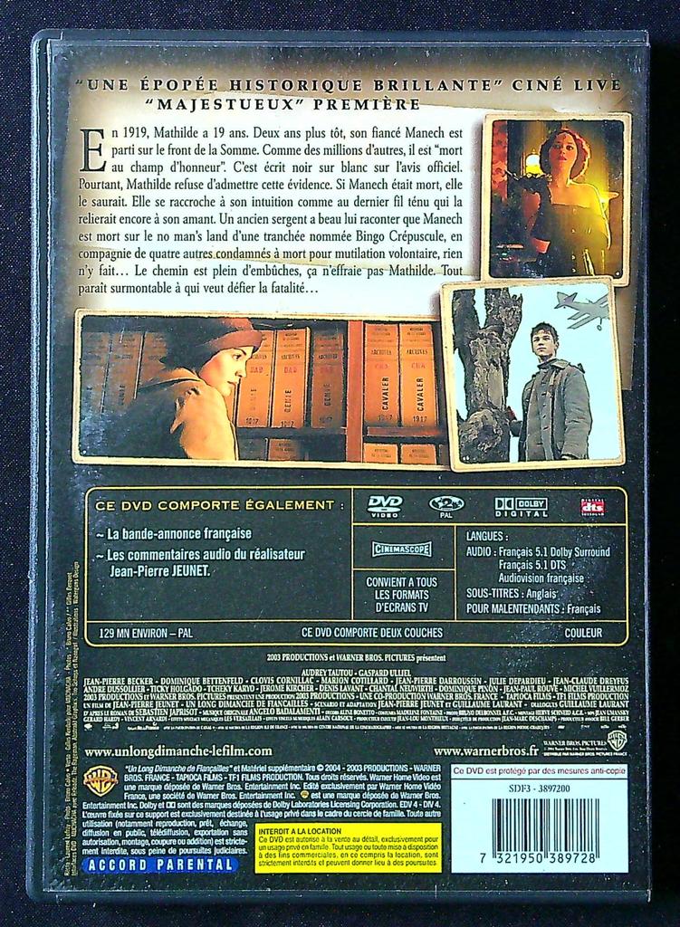 Dvd Un Long Dimanche de Fiançailles – Jean-pierre Jeunet – Divertissement – Film historique