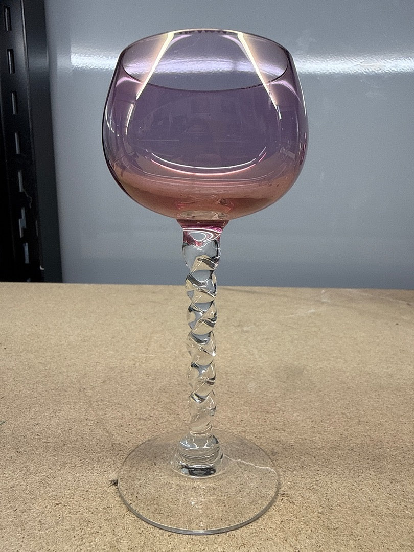 Service de 6 verres à pied – Style Roemer – Service de verres – Multicolores à pied torsadé