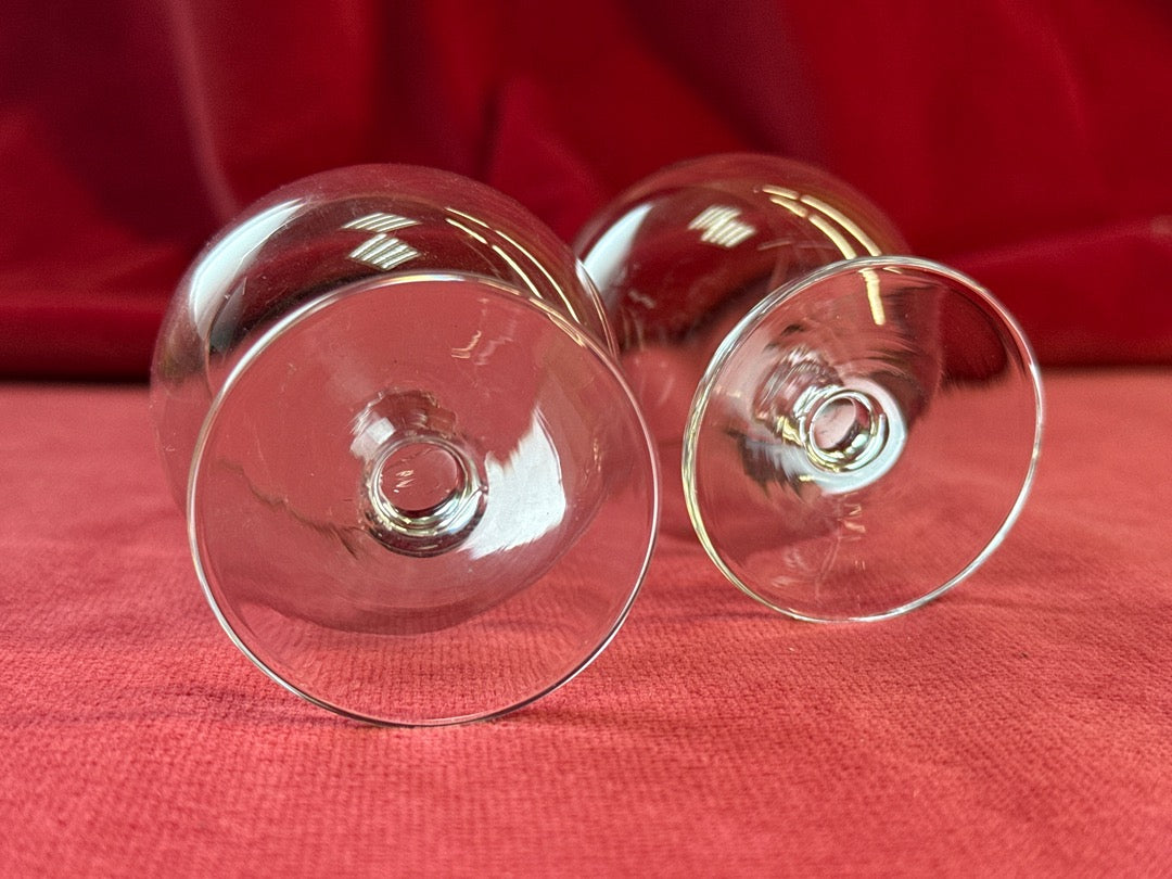Paire de petits verres à cognac transparents, hauteur 7 cm