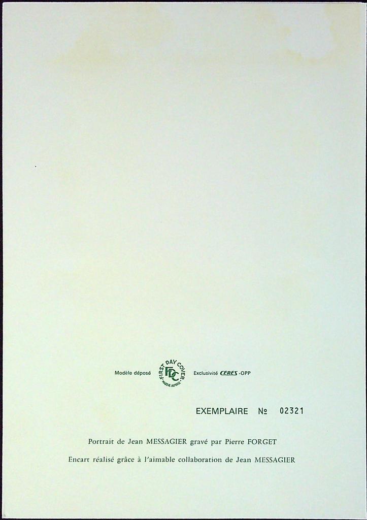 Jean Messagier Enveloppe Dépliant Timbre 1er jour Encart Fdc Yvert et Tellier