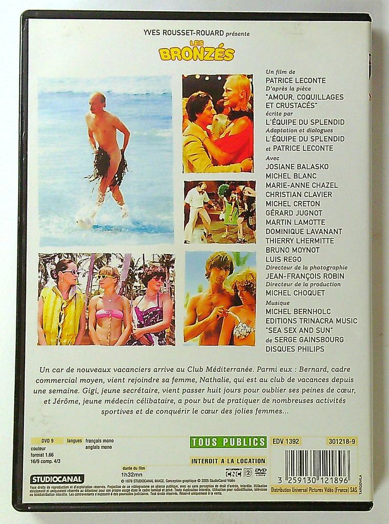 Dvd Les Bronzés film Patrice Leconte Studiocanal
