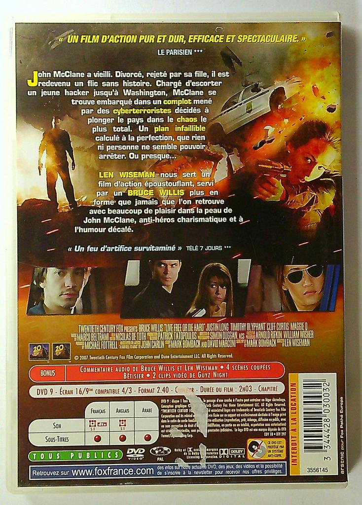 Dvd Die Hard 4 Retour en Enfer Bruce Willis
