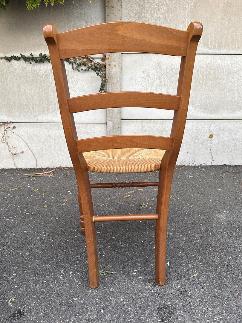 Lot de 4 chaises paillées en bois