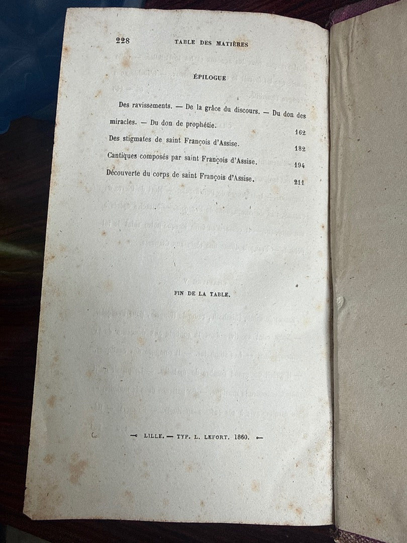 Livre ancien – Abbé Petit – Histoire de S. François d'assise – Cartonnage romantique rose 1851