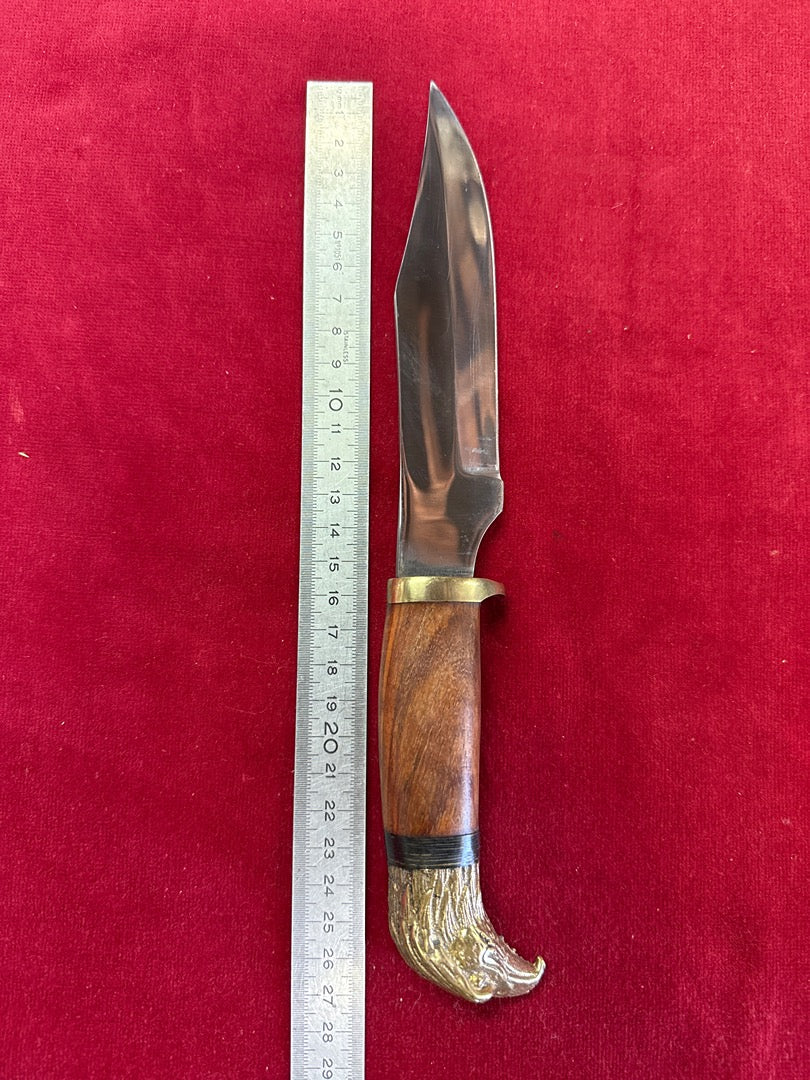 Couteau de chasse manche tête d'aigle – Étui en cuir