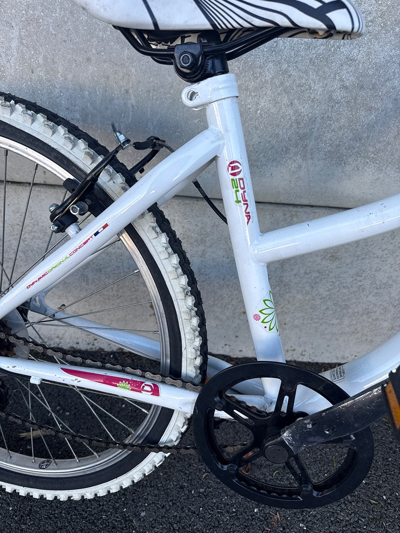 Velo tout terrain fille Dynamic blanc vert