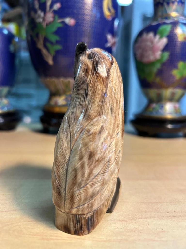 Statuette sculpté Chouette / Hibou en corne