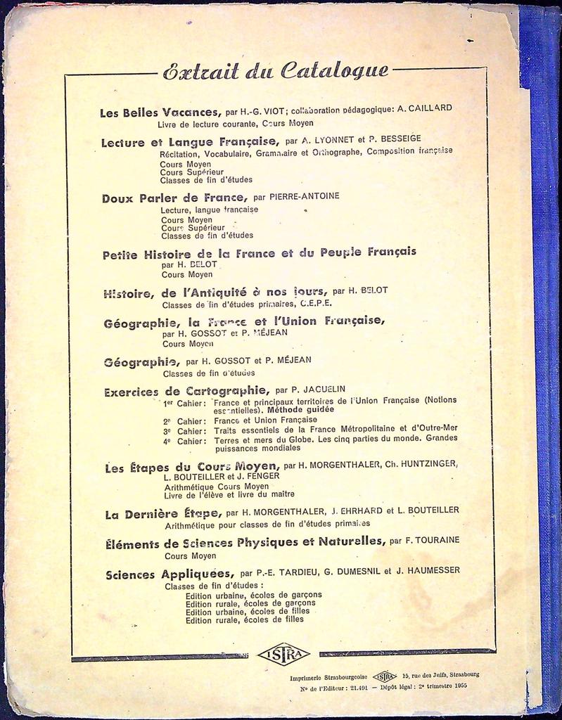 Livre ancien – Librairie Istra – Géographie – Scolaire 1955