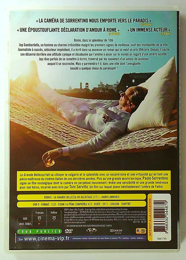 Dvd La Grande Bellezza Paolo Sorrentino Pathé