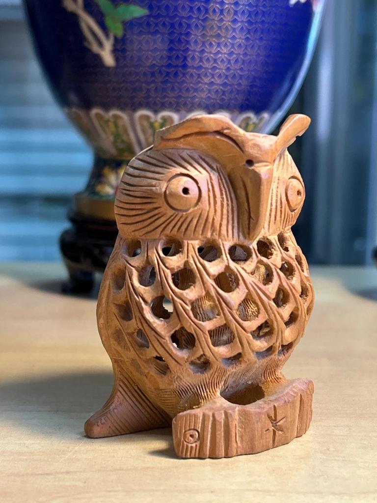 Statuette sculpté Chouette / Hibou en bois