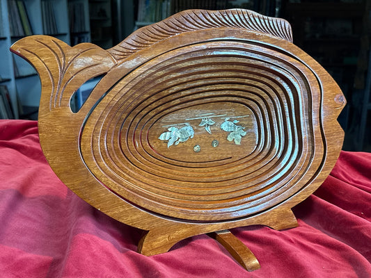 Corbeille pliable – Poisson – Art de la table – Bois et nacre