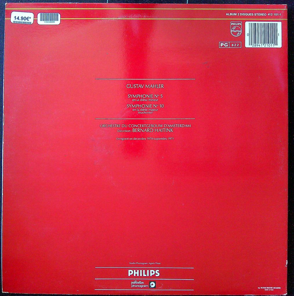 Double vinyle – Mahler Symphonies 5 & 10 – Musique – Bernard Haitink