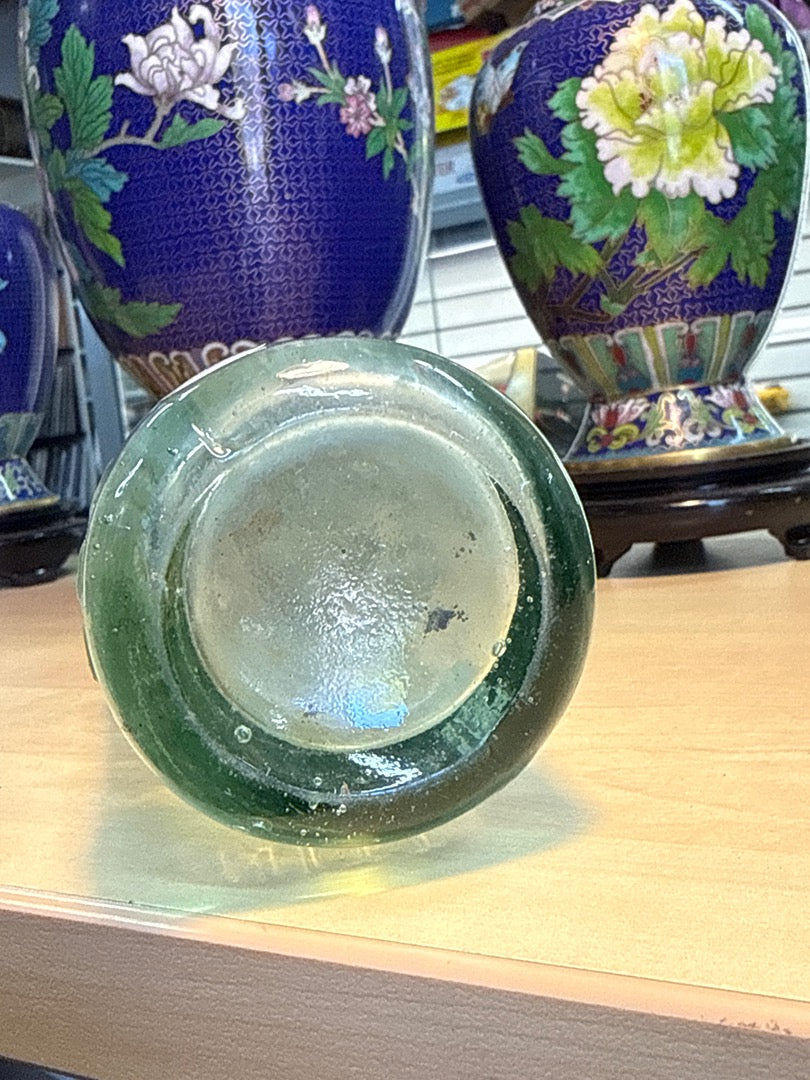 Bouteille à bille – Hunt & Co – Ornement – Verre vert ancien
