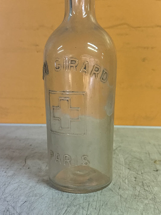 Bouteille ancienne – Vin Girard – Ornements – Verre transparent pharmacie