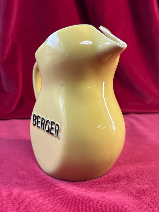 Pichet publicitaire Berger jaune en céramique émaillée