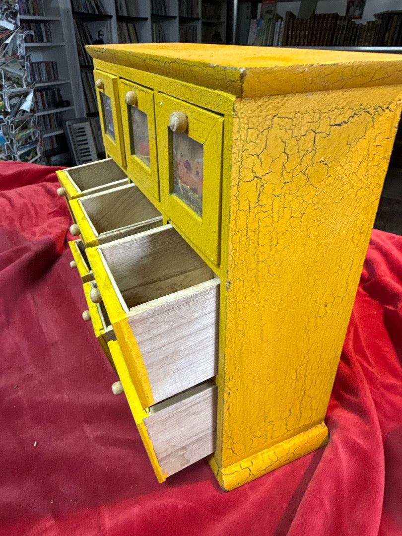 Boîte de rangement – Vintage – Rangement – Bois jaune patiné