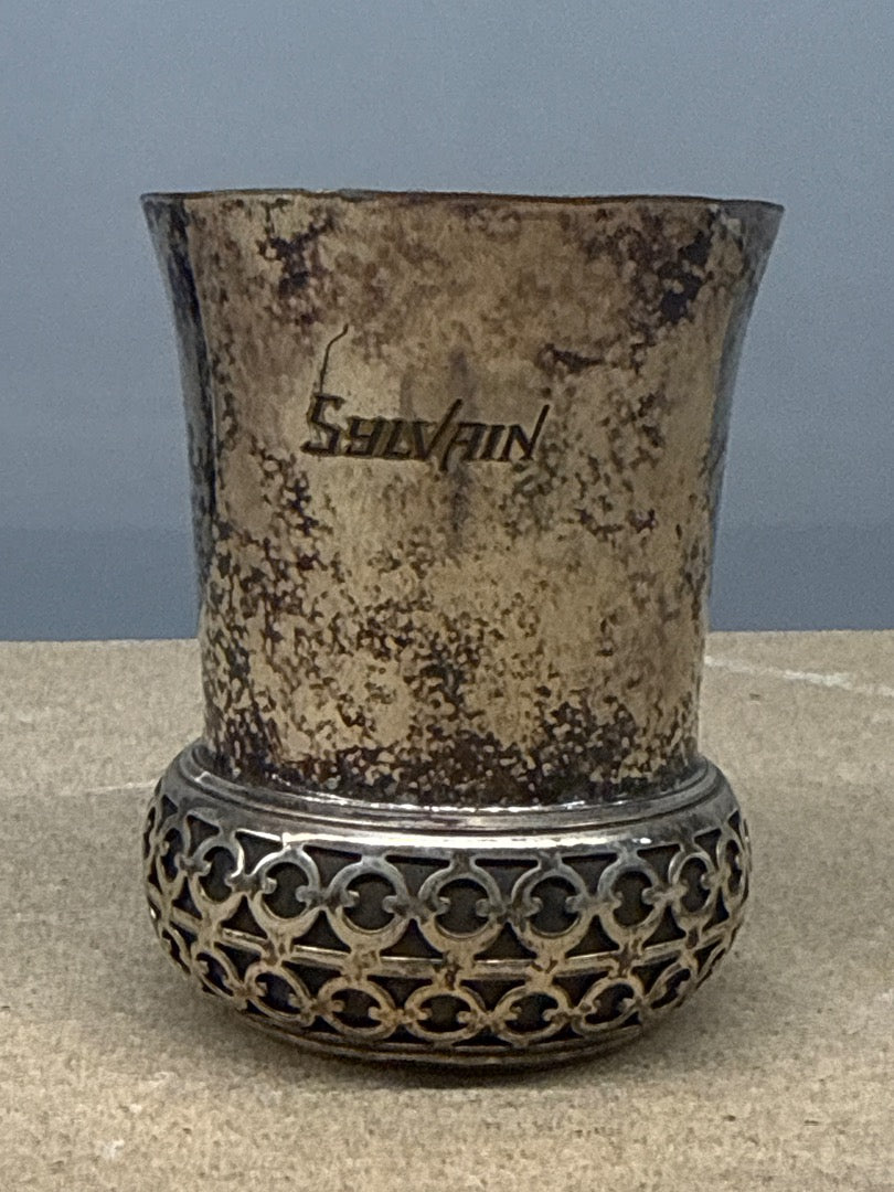 Timbale – Sylvain – Verres À Eau – Métal Argenté Gravé Vintage