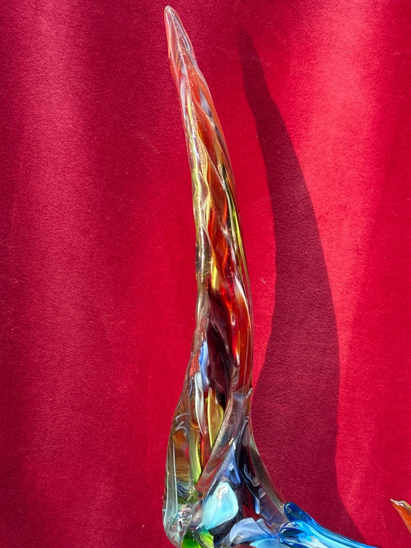 Grande sculpture coq en verre de Murano multicolore