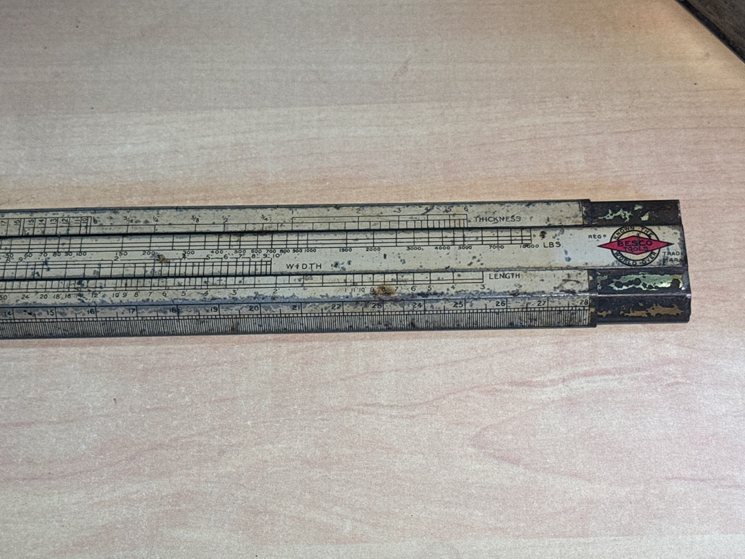 Règle à calcul – F.j. Edwards Besco – Outil de mesure – Métal vintage