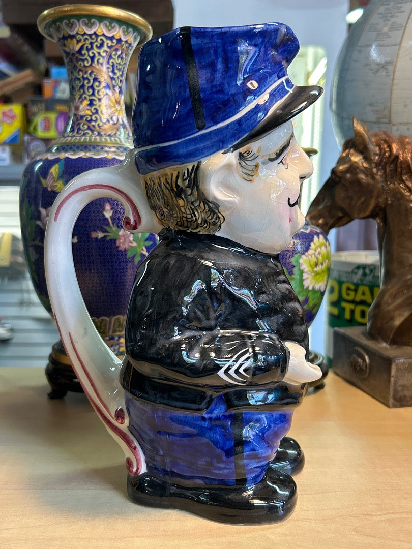 Pichet Barbotine Gendarme Vintage Céramique