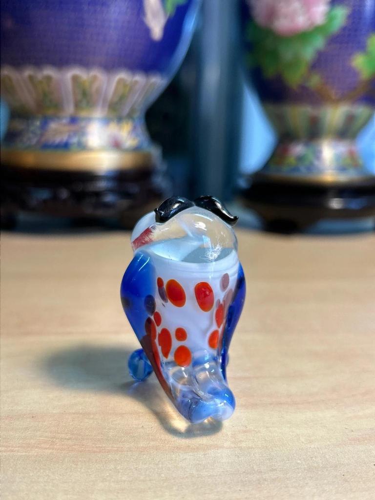 Statuette sculpté Chouette / Hibou en verre couleur vive