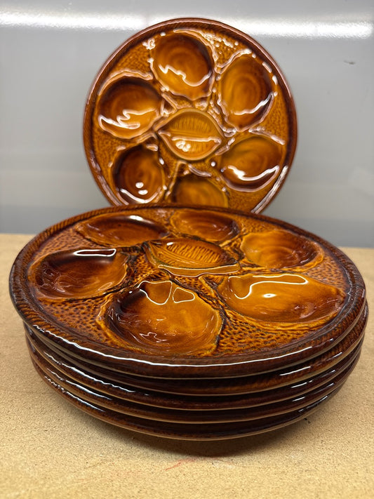 Assiettes à Huîtres – Saint Clément – Arts de la Table – En Céramique Marron Vintage