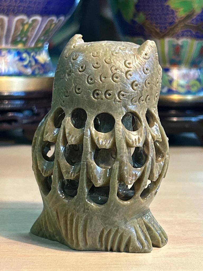 Statuette sculpté Chouette / Hibou en pierre naturel