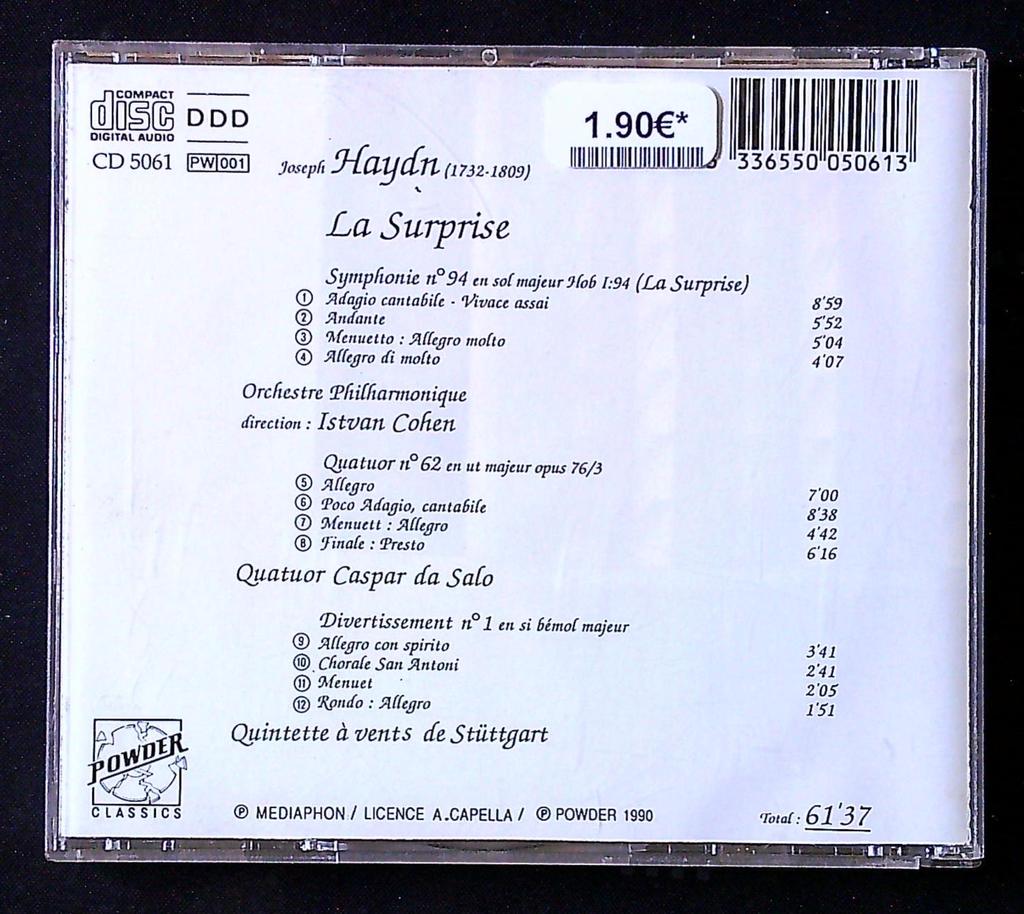 Cd – Joseph Haydn Symphonie n°94 – Musique classique – La Surprise