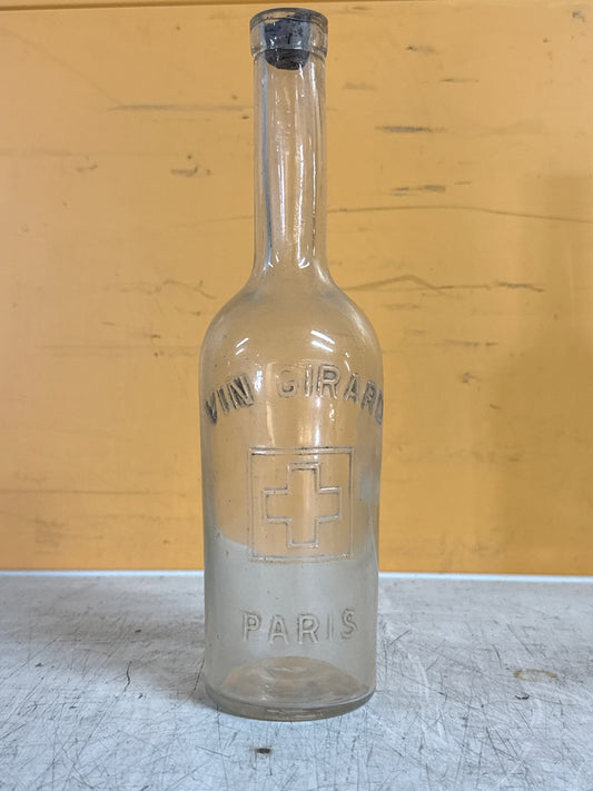Bouteille ancienne – Vin Girard – Ornements – Verre transparent pharmacie