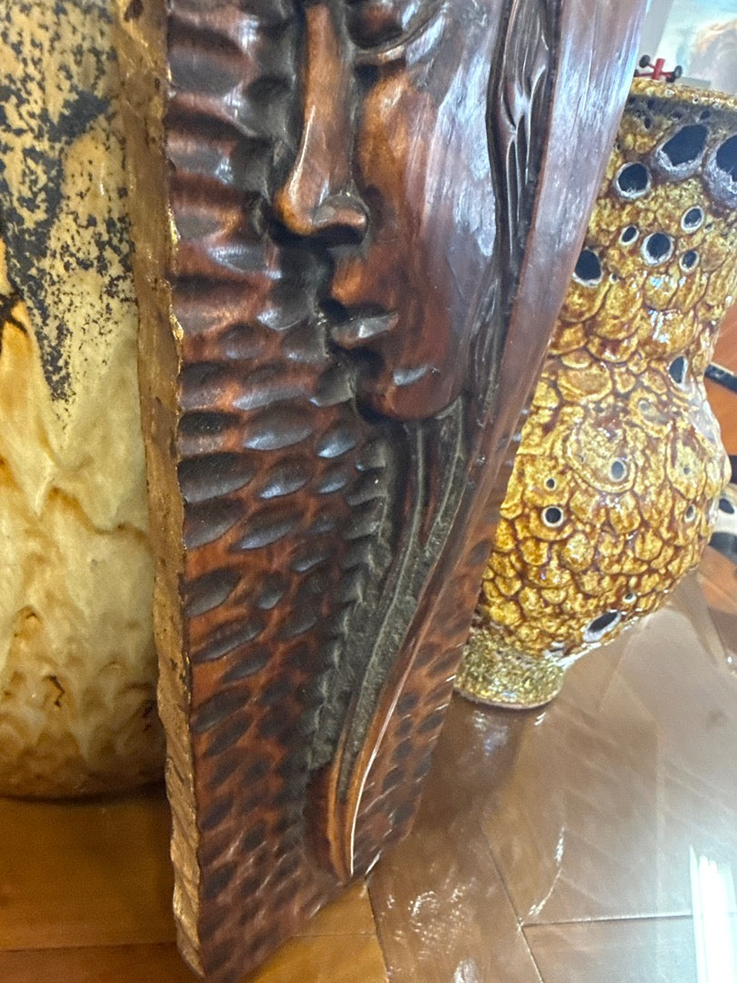 Plaque Vierge Marie – Artisanat – Décoration – Bois sculpté