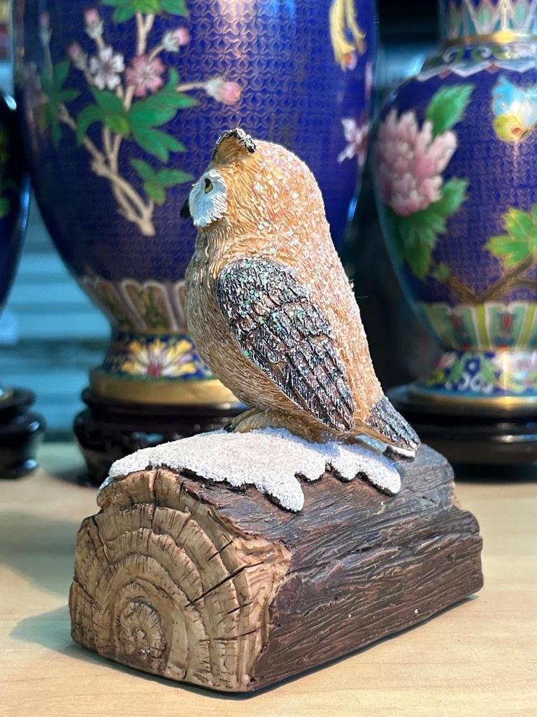 Statuette sculpté Chouette / Hibou poser sur une branche