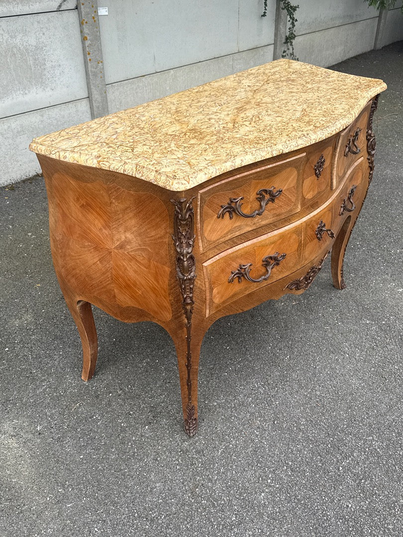 Commode Baroque - Bois Et Marbre - Mobilier - Style Louis Xv