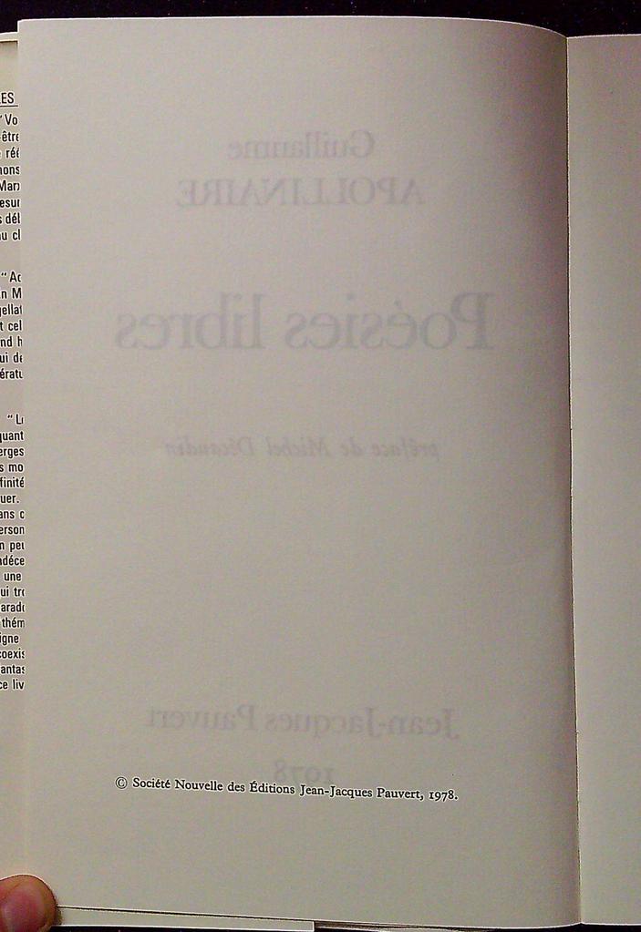 Livre – Poésies libres – Apollinaire – Pauvert 1978