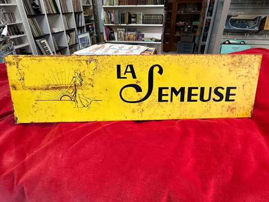 Plaque metal publicitaire La Semeuse jaune