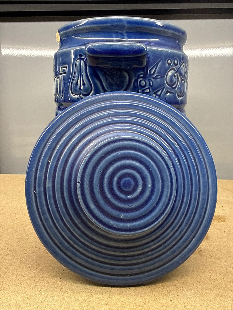 Pot à Rumtopf – W. Germany – Cuisine – Grès Bleu Décor Fruits