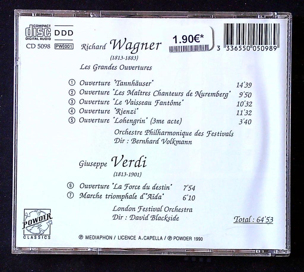 Cd – Wagner & Verdi – Musique classique – Powder Classics